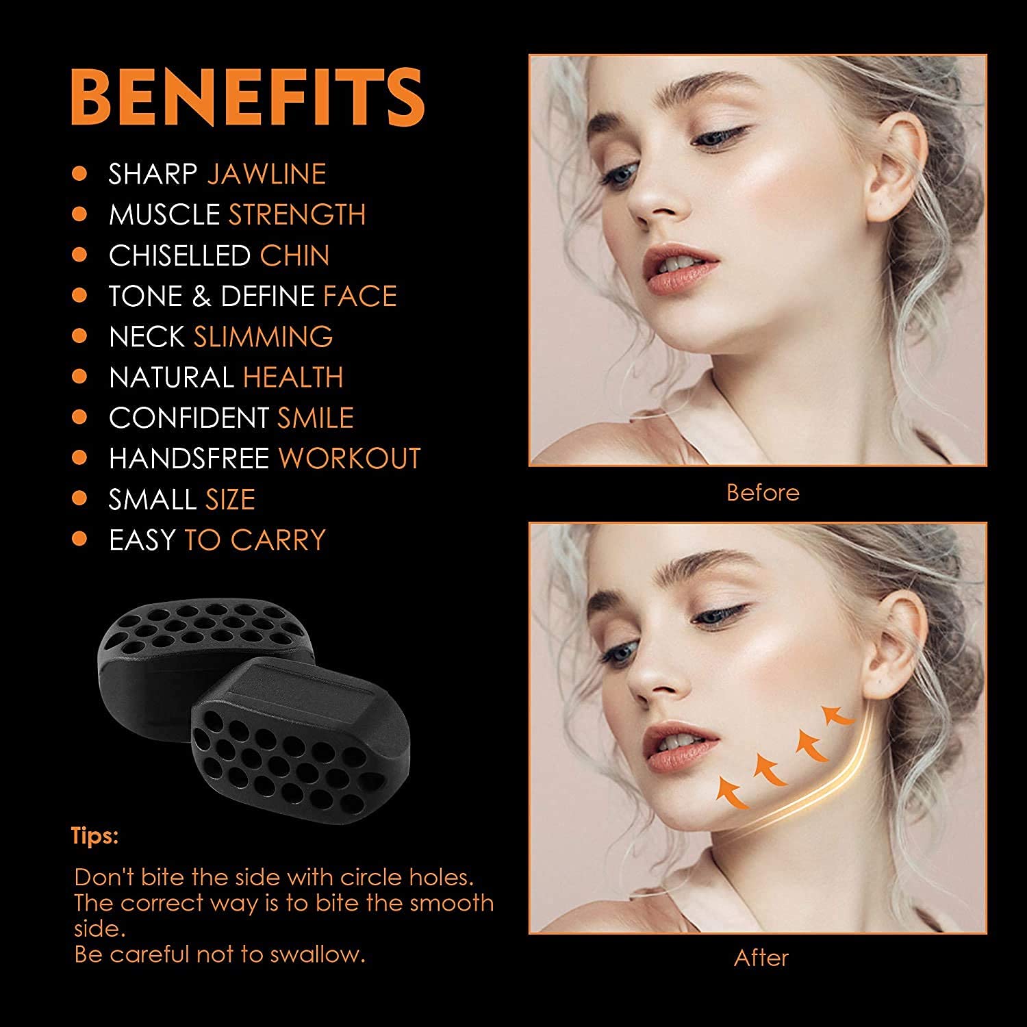 MAYCREATE 2 Pcs Small Jawline Exerciser for Women & Men, Jaw Trainer Jawline shaper jaw Workout, Double Chin Reducer, Face Slimmer and Neck Toning, Define Your Jawline (Black)-4th Gen MAYCREATE 2 Pcs Small Jawline Exerciser for Women & Men, Jaw Trainer Jawline shaper jaw Workout, Double Chin Reducer, Face Slimmer and Neck Toning, Define Your Jawline (Black)-4th Gen
